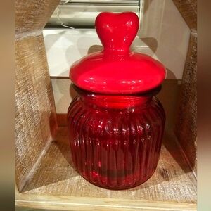 Valentines Heart Glass Jar - Red
